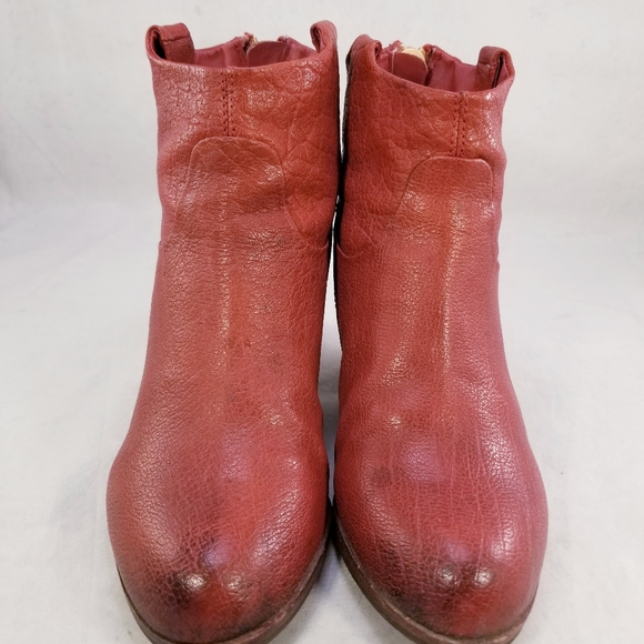 SAM EDELMAN WOMEN ANKLE BOOGS BACK ZIPPER RED LEATHER SIZE 6 M - Picture 6 of 10